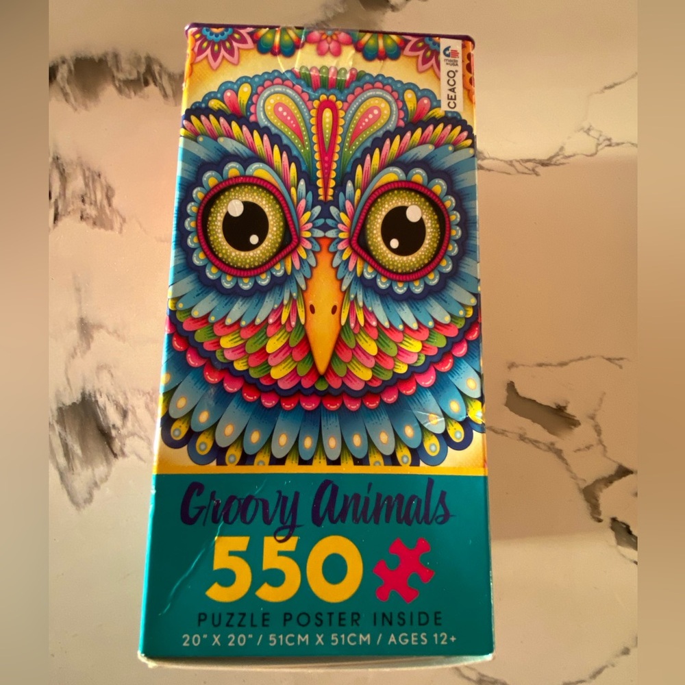 Groovy Animals 550-Piece Puzzle by - Blue and Yellow Owl